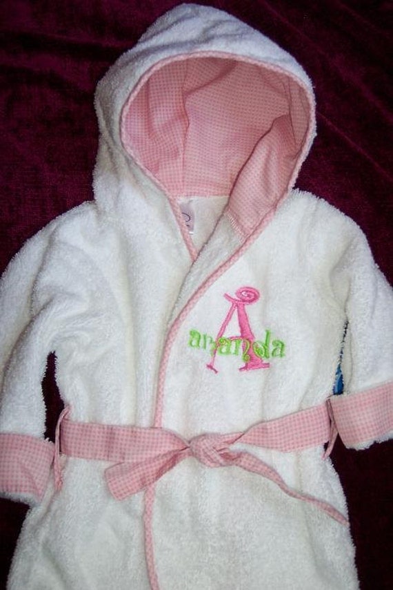 personalized pink trimmed baby bath robe with by personalized pink trimmed baby bath robe with by