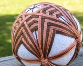 home decor decorative ball hand embroidered - japanese folk art - table centerpiece unique butterscotch orange