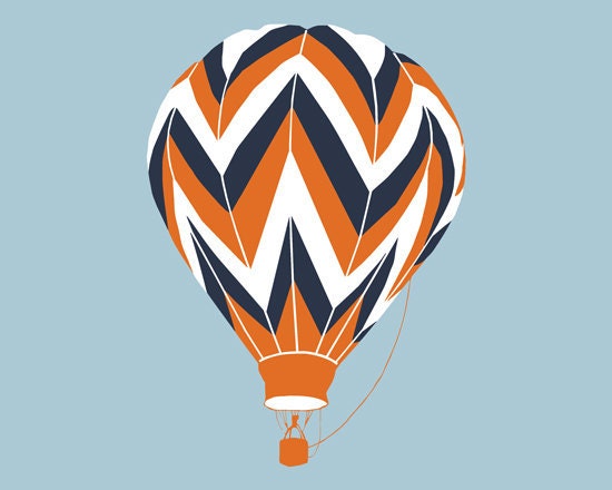 Chevron Hot Air Balloon Art Print by nevedobson, 13 x 19 - choose your colors