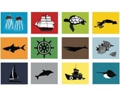 Nautical Nursery Decor, baby boy nautical nursery, set of 4, 13 x 19 Art Prints - choose your colors