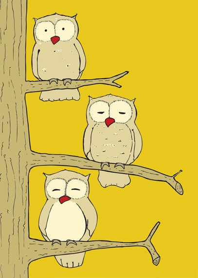 Kids Owl art, 5 x 7 print - available in different sizes