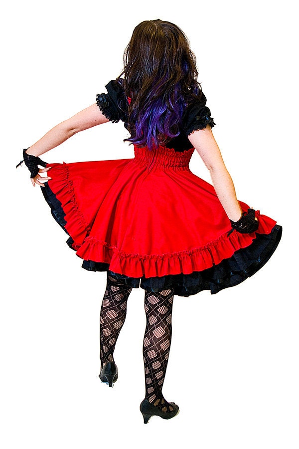 Plus Size Gothic Lolita Jumper Red Cotton Dress-custom to size 3X-5X