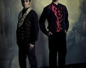 Men's Vest Steampunk Gothic Victorian in Taffeta with Gold Buttons-Custom to your size