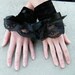 Lolita Wrist Cuffs Black Lace and Stretch Velvet-Custom to Order