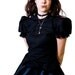 Lolita Blouse Victorian with Peter Pan Collar in Black Cotton-Custom to Your Size