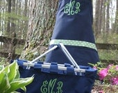Monogrammed Apron & Market Tote Basket Gift Set Personalized Embroidered