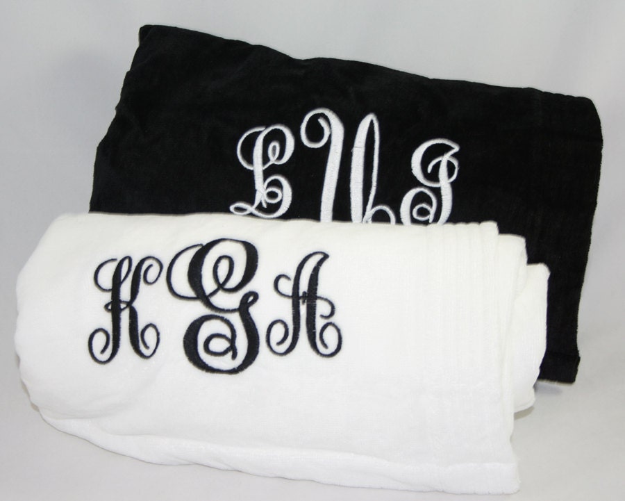 Monogrammed Black Spa Wrap Bridesmaids Gift