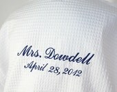 Personalized Robe Bride front & back embroidery Wedding Date and Bride or Mrs. or I Do waffle weave spa robe