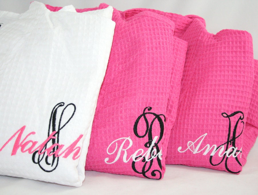 Bridesmaid Gift Personalized Robe waffle weave monogrammed embroidered with intial & name