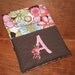 Kindle Fire case, Kindle 2 case, Kindle 3 cases, Kindle Case, Nook Color, Nook Cover, E-reader Cover-Pink Floral Brown- Embroidered Letter