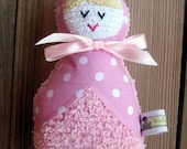 Anna the Plush Pink Vintage Chenille Babushka doll