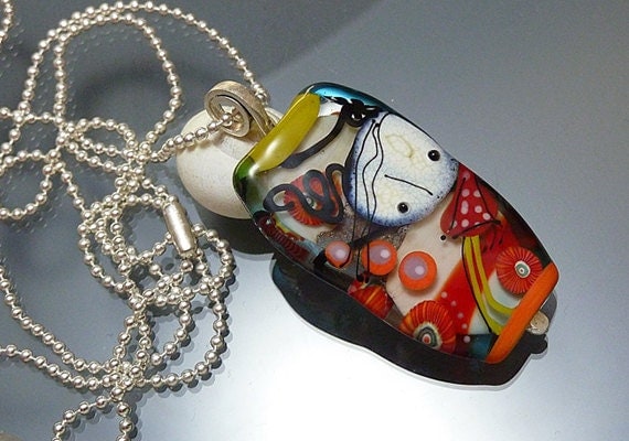 Melanie Moertel Lampwork Beads - Red fairy focal glass bead pendant - "Zora"