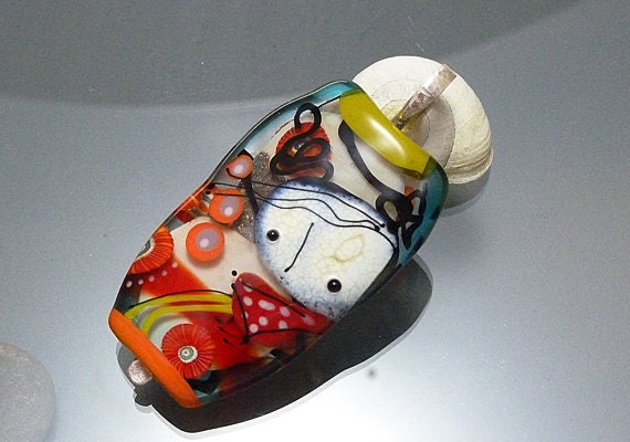 Melanie Moertel Lampwork Beads - Red fairy focal glass bead pendant - "Zora"