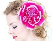 Fuschia Silk Organdy Flower Hair Clip - Pin- Or Headband - The GAYLYN