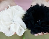 ADELE  -  Chiffon Hair Flower  You Pick Black or Ivory Womens Teens