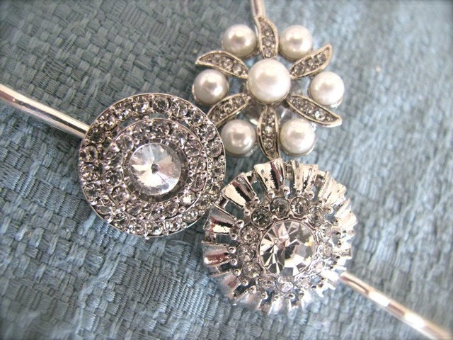 Bridal Rhinestone and Pearl Hair Pins