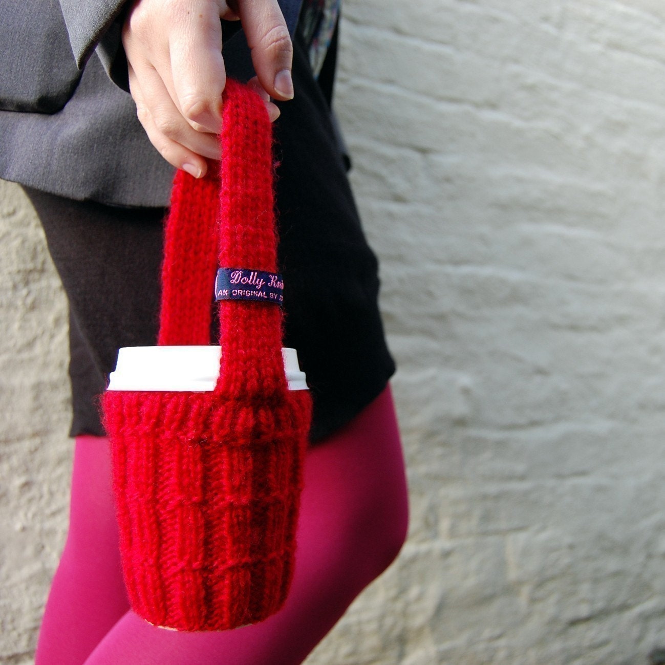 Bright Red Coffee Cup Cozy Sling
