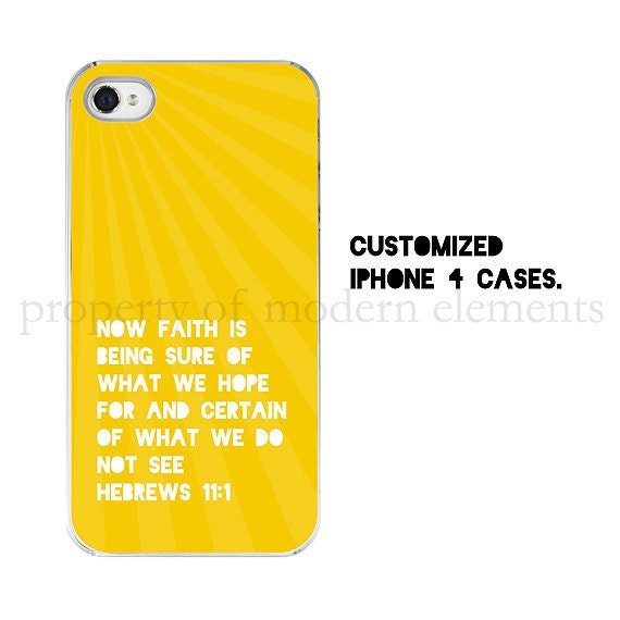 yellow iPhone 4 case - Hebrews 11:1 Bible verse