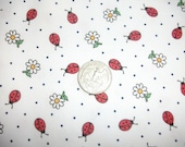 Fabric, Ladybugs with daisys cotton pique, Yardage