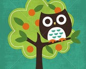 10B Bright Owl in Fruit Tree 6x6 Print