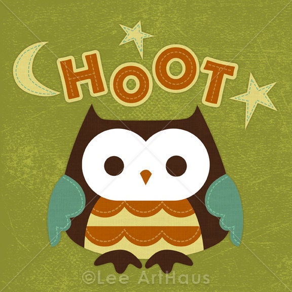 33R Retro Owl Hoot 6x6 Print