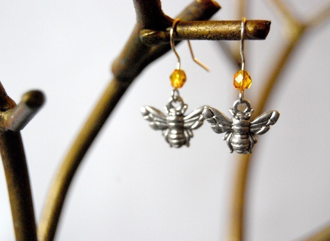 Teeny Tiny Silver Bee Earrings