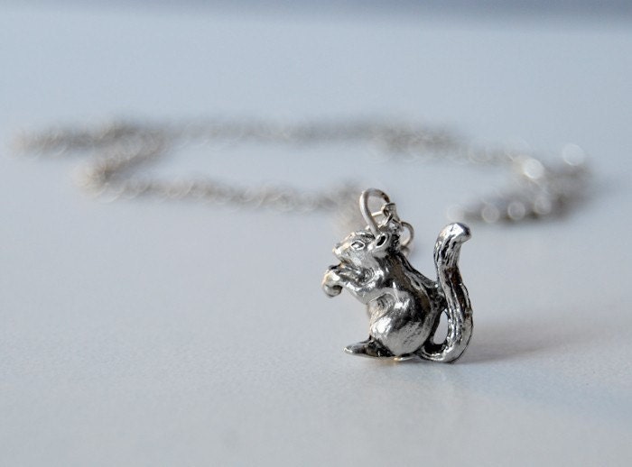 Teeny Tiny Silver Woodland Squirrel Necklace