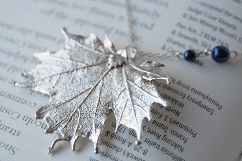Small Fallen Silver Maple Leaf Necklace