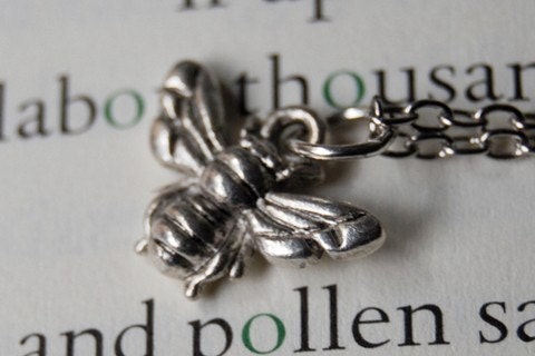 Teeny Tiny Silver Bee Charm Necklace