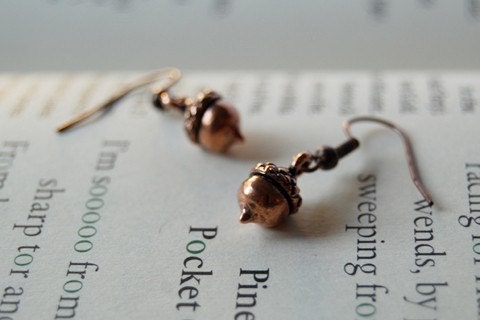 Teeny Tiny Copper Acorn Earrings