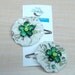 Cream forest green yoyo flower posie hair clip reclaimed cotton baby button eco friendly treasury item