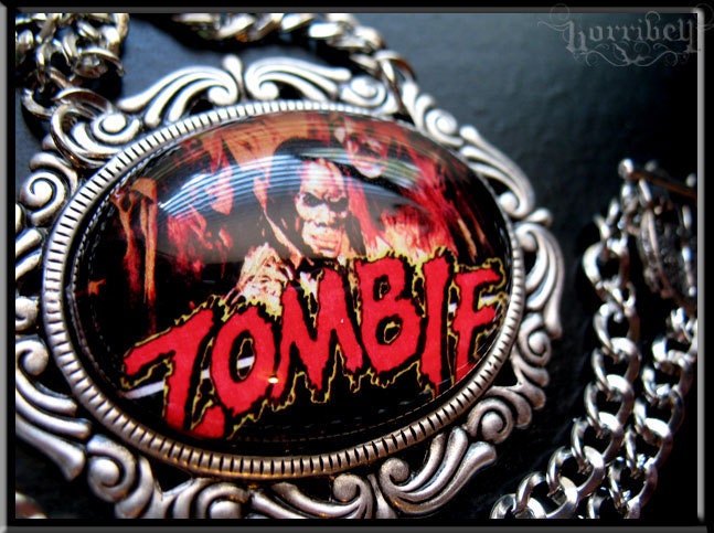 Zombie Necklace // Zombie Movie // Zombie Cameo Jewelry // Zombie Apocalypse // Walking Dead