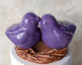 Nuzzling Purple Love Bird Cake Topper