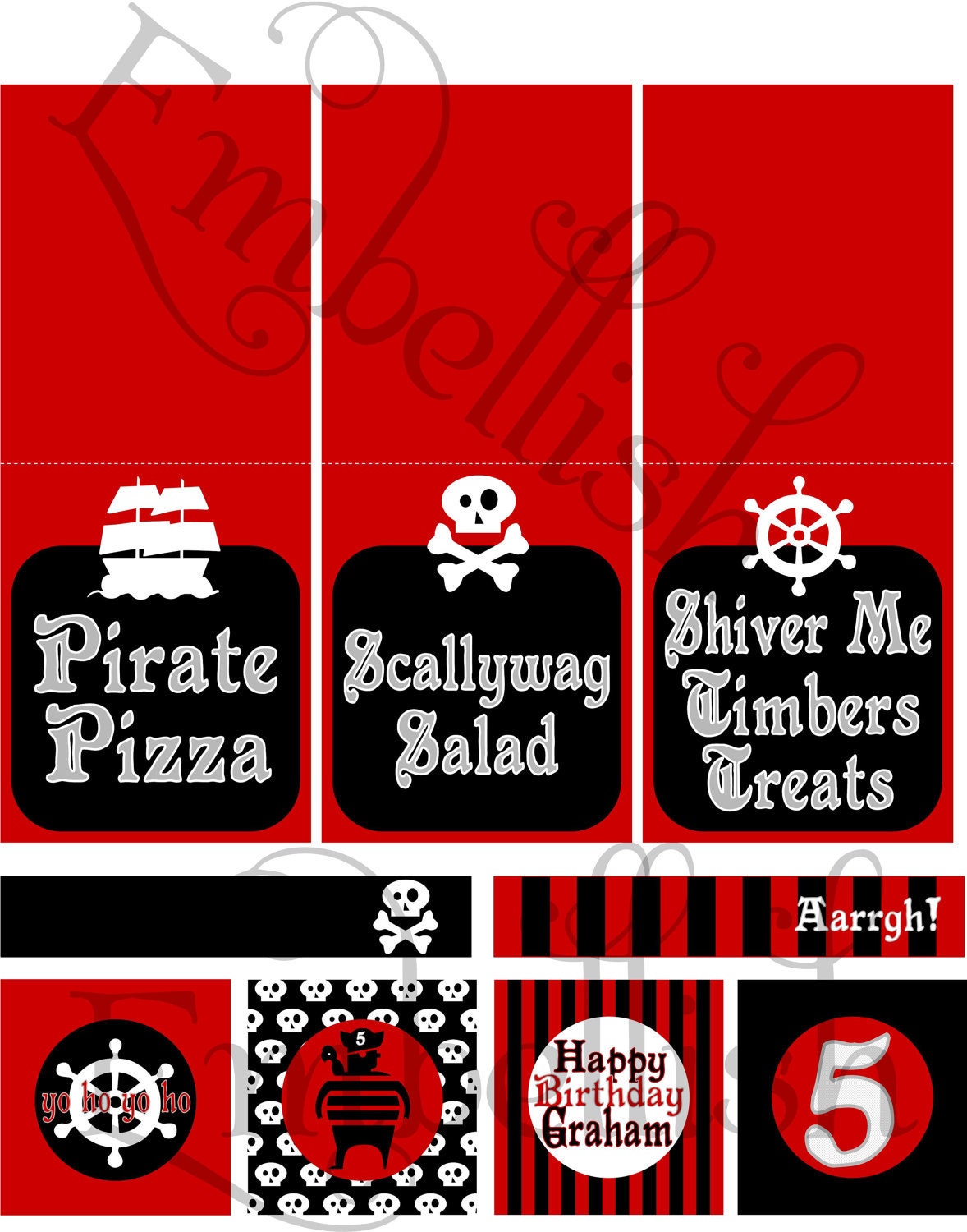 PRINTABLE DIGITAL FILE Captain Pirate Party Printables Il_170x135