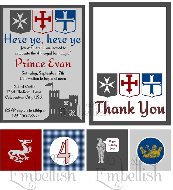 PRINTABLE DIGITAL FILE Castle Dragon Knight Medieval Party Printables Il_570xn