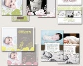 custom photoshop birth announcement templates for photographers - spring mix.