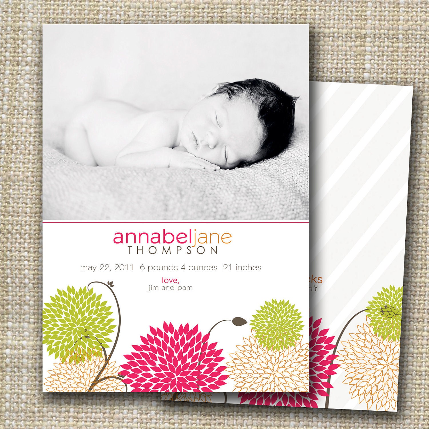 custom photo birth announcement - sweet cheeks.