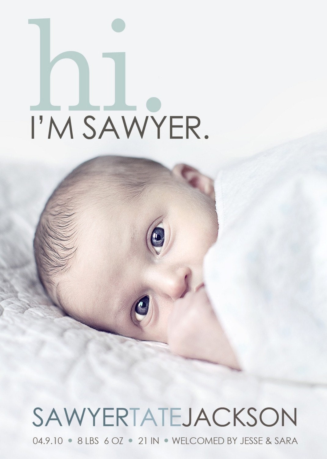 custom photo birth announcement - simple greeting.