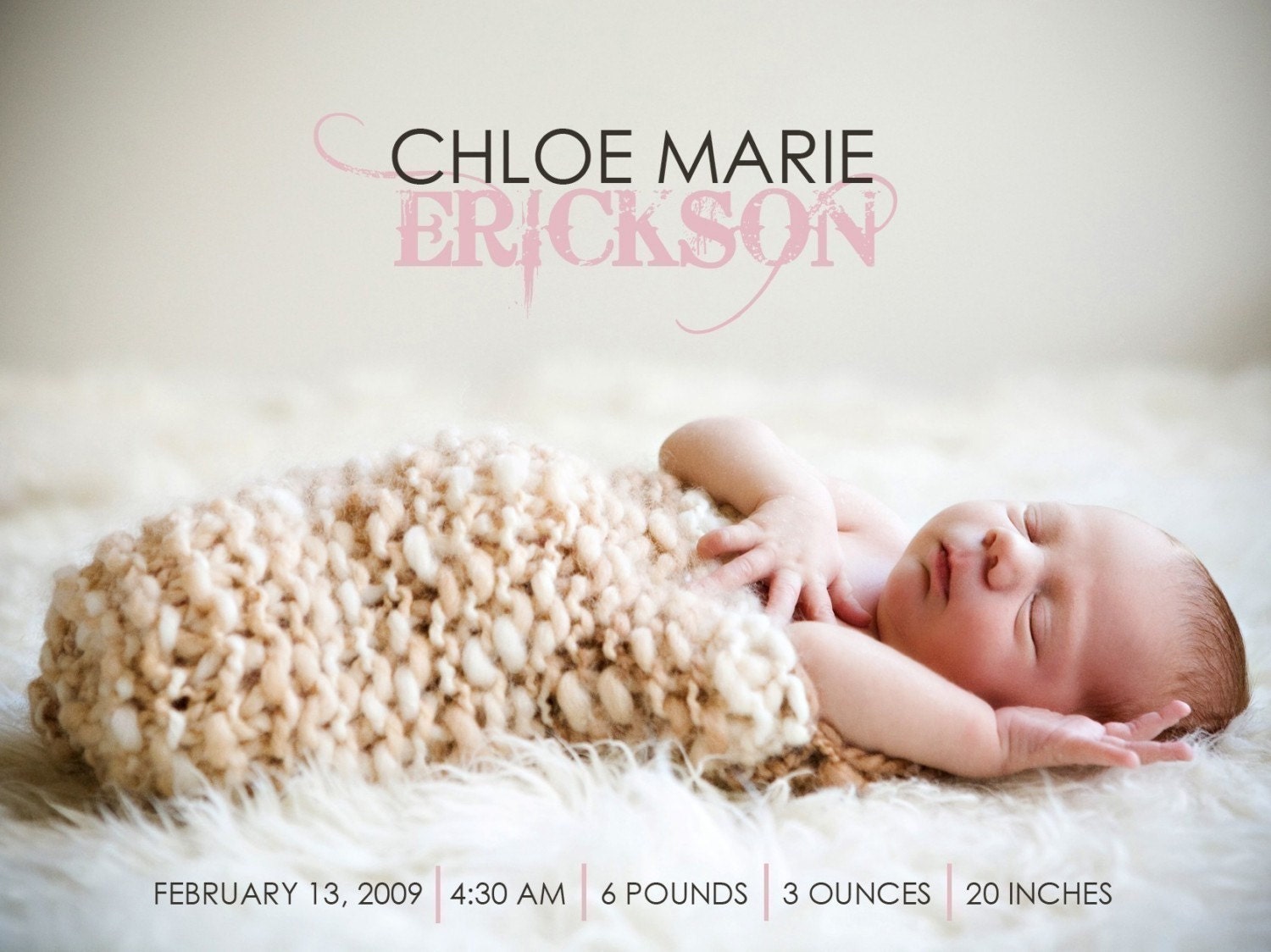 custom baby photo birth announcement - modern