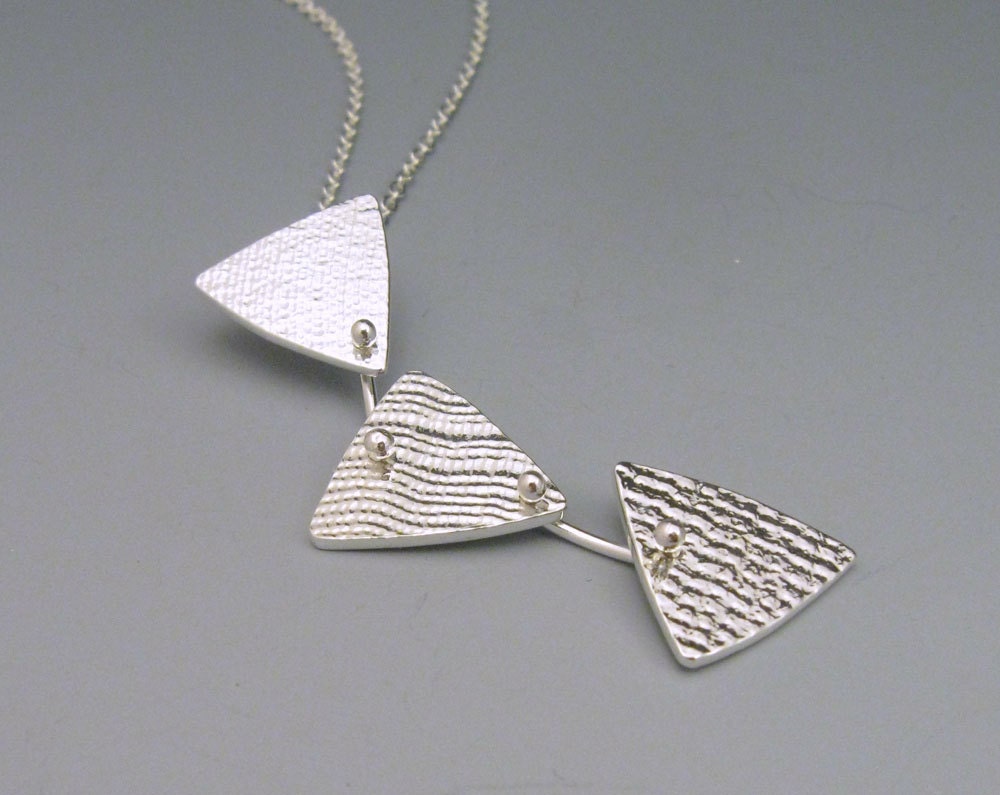 Sterling Silver Articulated Triangles Pendant - OOAK - FREE SHIPPING