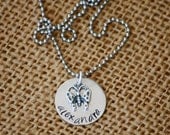 Butterfly Charm, Hand Stamped Personalized Girls Necklace