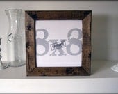 Rustic 8x8 distressed pine frame with glass . hand made . hand milled . hand finished . picture frame