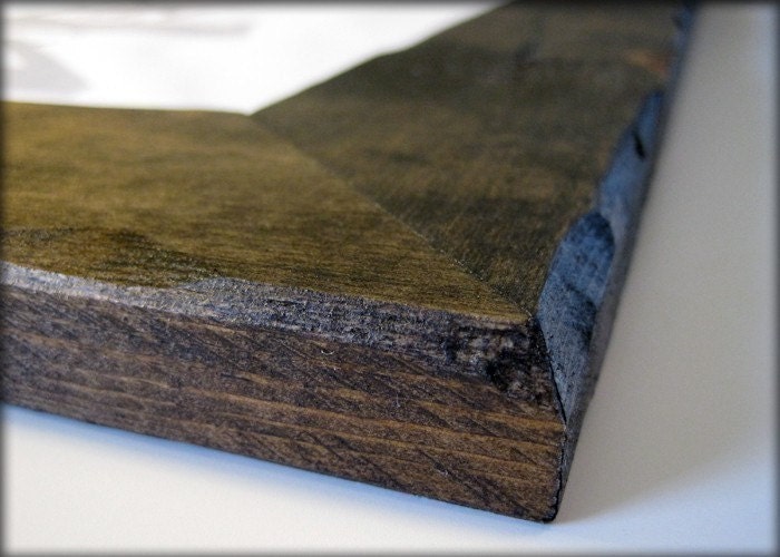 11x14 wide distressed pine picture frame with dark walnut stain . . . . handmade