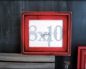 8x10 RED barnwood style rustic stacked pine picture frame . handmade .