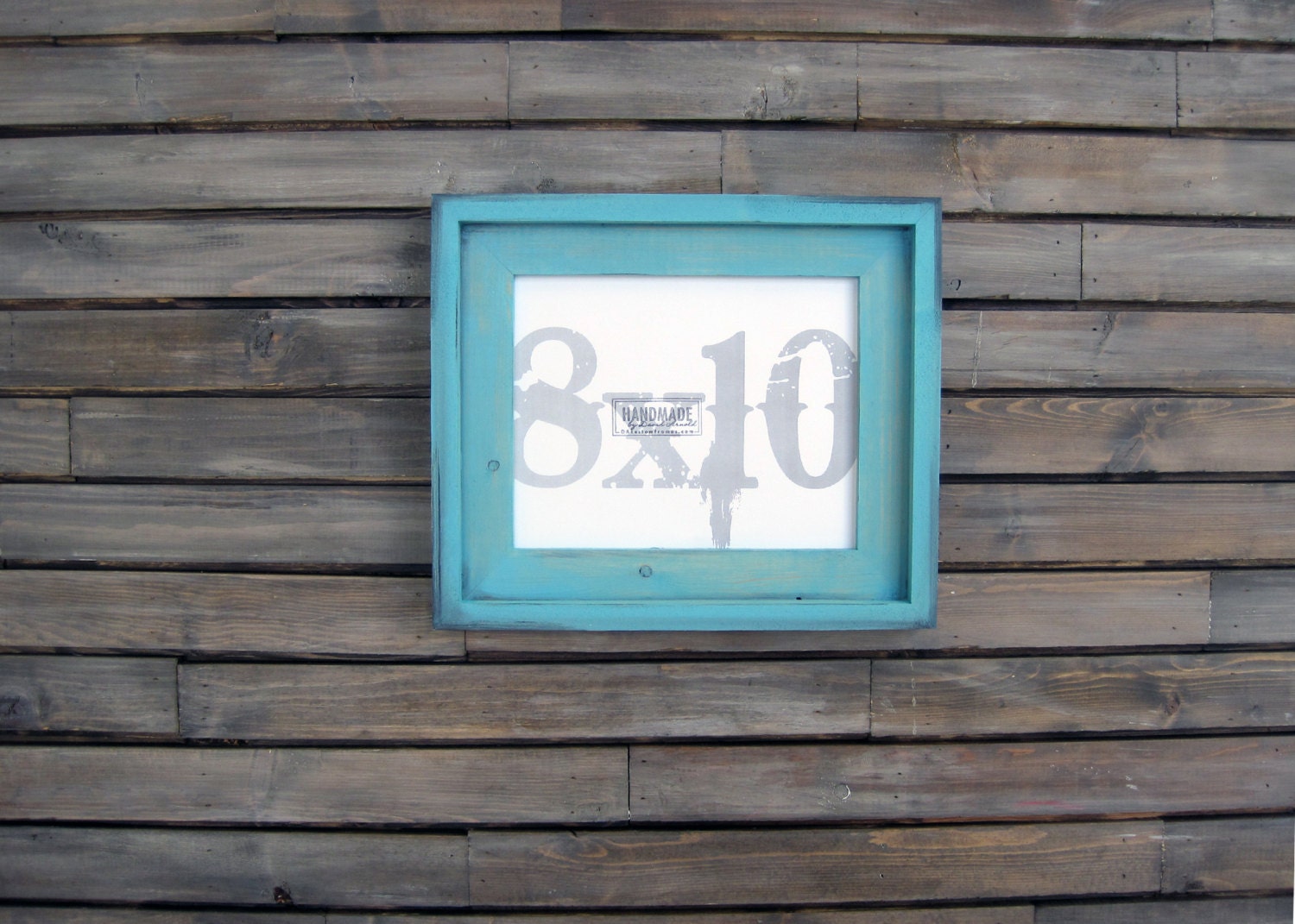 picture frames in stacked turquoise style . 8x10 picture frame . eco. friendly finish