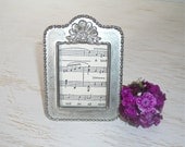 vintage silver picture frame - shabby cottage chic decor - ornate silverplate hollywood regency - easel back