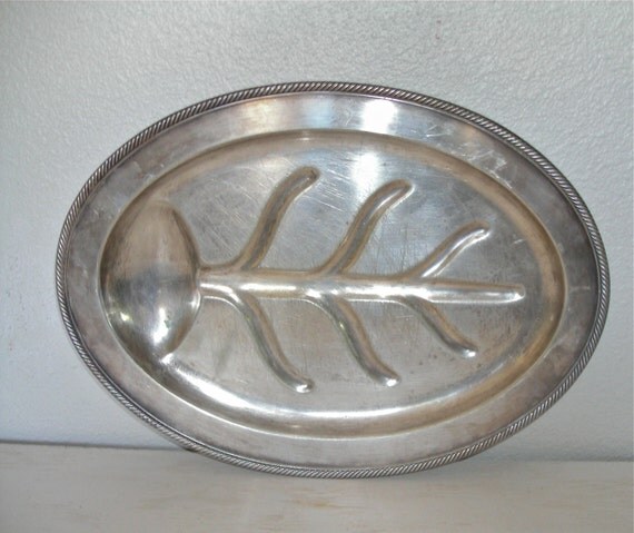 large footed silver meat tray with by shesitsbytheseashore on Etsy