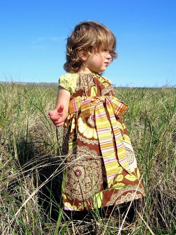LOTUS LACEWORK - Peasant Dress with Tie -- Available in Sizes 6m 12m 18m 2T 3T 4T 5 6 7 8