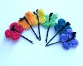 rainbow crocheted butterfly bobby pin set of 6
