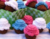 six handmade crochet cupcakes ready to ship